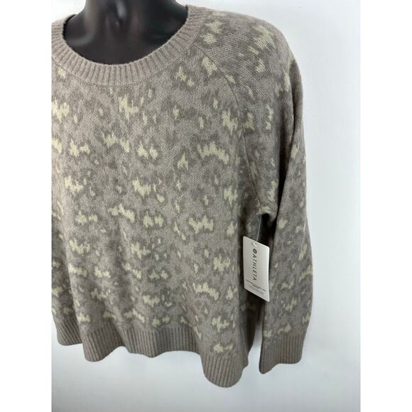 NWT Athleta Hawthorn Textured Crew Sweater Animal Print Sz XL Merino Wool Blend - Picture 14 of 15